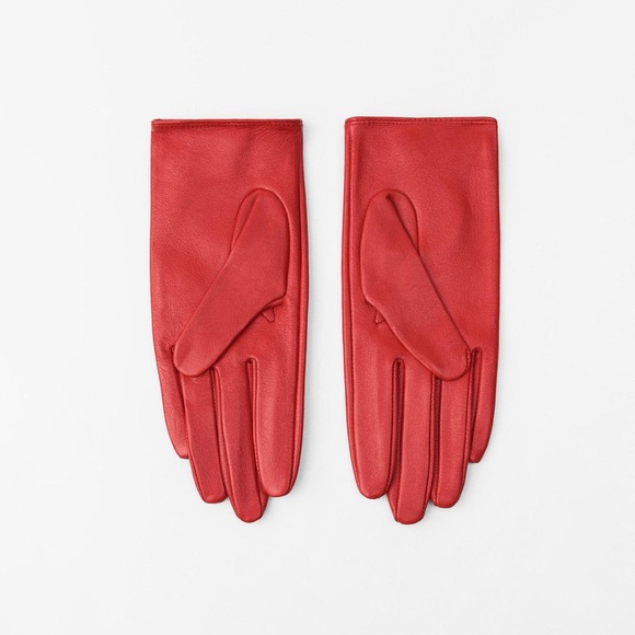 Zara short leather gloves Red NWT - Picture 3 of 6